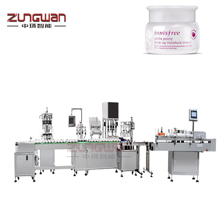 膏體灌裝機價格，福建水乳充填機，乳膏灌裝旋蓋貼標(biāo)機流水線